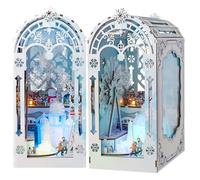 TOPBSFARNY Kit per angolo libro, puzzle in legno 3D fai da te in miniatura con LED per libreria, inserto, decorazione, artigianato, hobby, regali per adulti