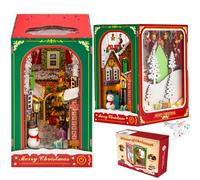 TOPBSFARNY Kit per angolo libro, puzzle in legno 3D fai da te in miniatura con movimento musicale per libreria, inserto, decorazione, artigianato, hobby, regali per adulti