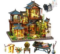 TOPBSFARNY Kit per casa delle bambole in legno 3D assemblato fai da te in miniatura in stile cinese con musica, creatività, regalo di compleanno di Halloween (senza copertura antipolvere)