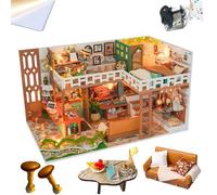 TOPBSFARNY Set in miniatura per casa delle bambole fai da te con custodia antipolvere, set di scaffali, regalo per amici e genitori