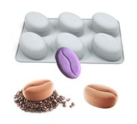 TOPBSFARNY Stampo 3D a forma di chicchi di caffè, stampo per torte fai da te, cioccolato, ghiaccio, resina, candele, argilla, caramelle, cioccolato, biscotti, mousse (6 cavità)