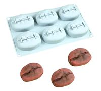 TOPBSFARNY Stampo in silicone 3D a forma di chicco di caffè a 6 cavità, per mousse, torte, cioccolato, gelatina, budino, dessert fai da te, utensile da pasticceria riutilizzabile