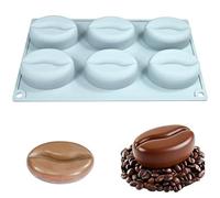 TOPBSFARNY Stampo in silicone piatto 3D a forma di chicco di caffè, per mousse, per uso alimentare, antiaderente, per mousse, torte, cioccolato, gelatina, budino, dessert fai da te, utensile da
