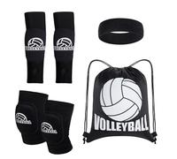 Topbuti 4 accessori per pallavolo giovanile, ginocchiere, manicotti per braccia, fascia per capelli, borsa con coulisse per donne, adolescenti, ragazze, ragazzi per allenamento (stile 2)