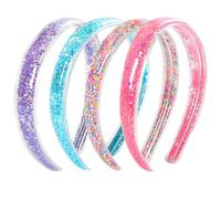 Topbuti Confezione da 4 fasce per capelli glitterate per ragazze, con coriandoli scintillanti con denti per bambini, graziose fasce per capelli arcobaleno, rosa, viola, blu, con paillettes, accessori