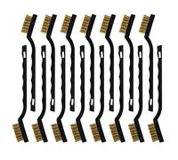 Topbuti Set di 15 mini spazzole in filo di ottone per la pulizia di saldatura, ruggine, setole metalliche e spazzole con manico curvo