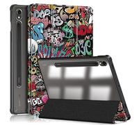 TOPCASE Custodia per Samsung Galaxy Tab S9 da 11 pollici 2023 con porta S Pen, retro in policarbonato trasparente, in TPU, resistente agli urti, a tre pieghe, supporto per (SM-X710/X716B/X718U