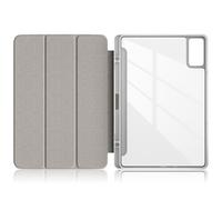 TOPCASE Custodia per Xiaomi Redmi Pad SE Tablet 11 pollici 2023 con supporto per penna, retro trasparente in policarbonato, TPU antiurto a tre pieghe, con supporto per auto, colore: grigio