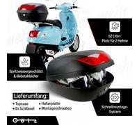 Topcase Per Vespa Piaggio Rollerkoffer Top Case XXL 52LITRI 2CASCHI Helmkoffer