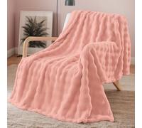 TOPCHANCES Coperta Plaid Pile Divano 100x160cm,450g/M² Tessuto A Singolo Strato Super Morbida In Pelliccia Sintetica Di Coniglio Coperta Riscaldante Per Camera Da Letto,Ufficio E Divano,Rosa