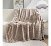TOPCHANCES Coperta Plaid Pile Divano 100x160cm,450g/M² Tessuto A Singolo Strato Super Morbida In Pelliccia Sintetica Di Coniglio Coperta Riscaldante Per Camera Da Letto,Ufficio E Divano,Beige