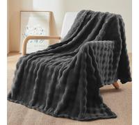 TOPCHANCES Coperta Plaid Pile Divano 100x160cm,450g/M² Tessuto A Singolo Strato Super Morbida In Pelliccia Sintetica Di Coniglio Coperta Riscaldante Per Camera Da Letto,Ufficio E Divano,Grigio