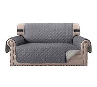 Topchances Copridivani Loveseat Copridivano impermeabile per divano componibile, protezione reversibile per mobili con cinghie elastiche per cani e gatti (grigio, 2 posti)