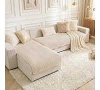 TOPCHANCES Copridivano 2 Pezzi Velluto a Coste,2026 Universale Copridivano Antiscivolo Adatto Animali Domestici Copertura Protettiva Per Divano Del Copridivani Soggiorno,Bianco Crema,S:90×160+90×180cm