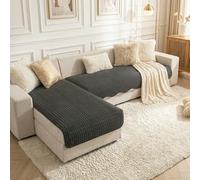 TOPCHANCES Copridivano 2 Pezzi Velluto a Coste,2026 Universale Copridivano Antiscivolo Adatto Animali Domestici Copertura Protettiva Per Divano Del Copridivani Soggiorno,GrigioScuro,M: 90x160+90x210cm