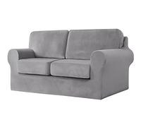 Topchances Copridivano a 2 posti con 2 cuscini separati e 2 fodere per schienali, 5 pezzi, elasticizzato, protezione di ricambio per mobili per soggiorno (grigio chiaro, 2 posti)