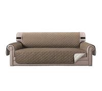 TOPCHANCES Copridivano Loveseat copridivano impermeabile per divano componibile, protezione per mobili reversibile con cinghie elastiche per cani e gatti (grigio marrone, 3 posti)