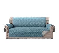 TOPCHANCES Copridivano Loveseat copridivano impermeabile per divano componibile, protezione per mobili reversibile con cinghie elastiche per cani e gatti (grigio blu, 3 posti)