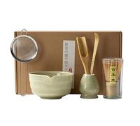 TOPCHANCES Matcha Kit,Matcha Set a 6 Pezzi per la Cerimonia del Tè,Japanese Tea Set,Matcha Whisk Set,Matcha Bowl Con Beccuccio, Portafrusta,Con Matcha Cucchiaino,Setaccio per Matcha,Colore Matcha