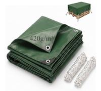 Topchances Telo Impermeabile Esterno 4x4m 420 g/m² con Rinforzato Occhielli,Tendone Ombreggiante Esterno Protezione UV Telo Protettivo Multiuso per Barche,Legno,Piscina,Mobili da giardino,Auto