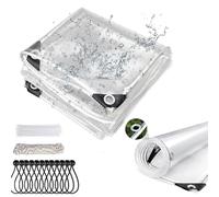 TOPCHANCES Telo Impermeabile Esterno Trasparente,Telone Pvc Occhiellato In Tessuto Con Grammatura 4Mx6M 420g/M² Telo Protettivo Multiuso Per Legno,Piscina,Mobili Da Giardino,Auto,Antistrappo