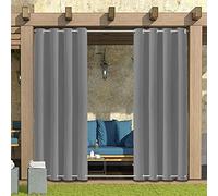 Topchances Tende antivento per esterni, tendine parasole con occhielli nella parte superiore e inferiore, resistenti all'acqua, per patio, gazebo e giardino (colore: grigio chiaro, 132 x 213 cm