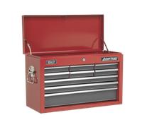 Sealey Topchest, 9 Cassetti con Runners cuscinetto a sfere, colore: Rosso/Grigio