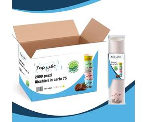 TopClic Bicchierini da Caffè Monouso in Carta - 2000 Pezzi Bicchieri di Carta Colorati, Compostabili, Ideali per Caffè, Espresso, Festa, Ufficio e Uso Domestico