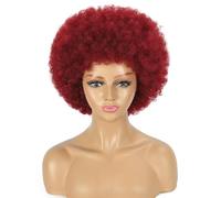 Topcosplay Parrucca afro da donna anni '70 biondo crespo Jumbo Disco costume parrucca (bordeaux)