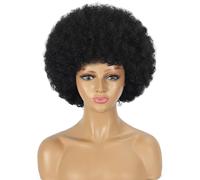 Topcosplay Parrucca afro da donna anni '70 biondo crespo Jumbo Disco Costume parrucca (nero)