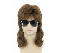 Topcosplay - Parrucca anni '80 per uomo e donna, taglio mullet, costume di Halloween, parrucca rocker, bionda, ricci, Shaggy, Afro