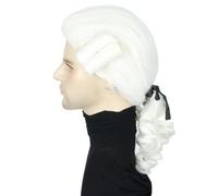Topcosplay Parrucca barocca uomo giudice giudice parrucche ricci con treccia bianca nobile marchese parrucca carnevale