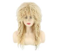 Topcosplay, Parrucca Bionda Anni 80 Tina Rock Diva, Parrucca Mullet per Uomini o Donne, Ricci, Lunga
