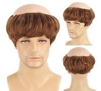 Topcosplay Parrucca corta da monaco castano, testa calva, per cosplay, Halloween, costume (marrone)