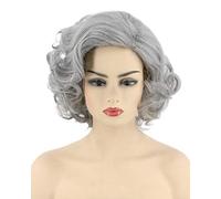 Topcosplay Parrucca corta grigia da donna, per cosplay e nonna, per Halloween, travestimento