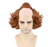 Topcosplay Parrucca da Adulti Cosplay Clown Pagliaccio Parrucca Corta Marrone Parrucca con Testa Calva per Halloween Carnevale (Adulti)