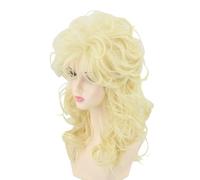 Topcosplay Parrucca da donna anni '70 e '80, capelli biondi, ricci, stile retrò, per discoteca, Halloween, cosplay (bionda-88#)