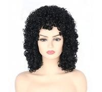 Topcosplay Parrucca da donna per club, parrucca afro riccia lunga per Halloween, carnevale, feste a tema, colore nero