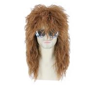 Topcosplay - Parrucca da uomo anni 70 e 80, parrucca con nuca lunga, mullet punk bionda per Carnevale Halloween (Bruna-30)