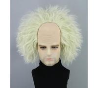 Topcosplay Parrucca da uomo semi-calvo professore pazzo scienziato parrucca vecchio nonno parrucche corte verde Halloween parrucche (verde)