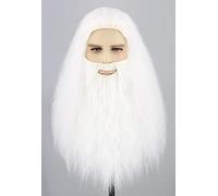 Topcosplay Parrucca e barba lunga bianca da uomo Cosplay mago stregone profeta parrucca per carnevale costume di Halloween
