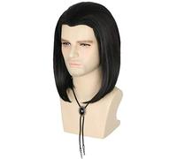 Topcosplay Parrucca e cravatta da uomo parrucca nera lunga diritta per cosplay Halloween Carnevale