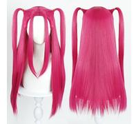 Topcosplay Parrucca rossa 60 cm per ragazze con coda di cavallo, anime per cosplay Halloween (rosa rosso)