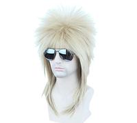 Topcosplay Parrucca Uomo Donna Anni 80, Parrucca Taglio alla Tedesca, Mullet Parrucca Bionda Lunga per Carnevale Halloween