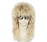 Topcosplay Vokuhila Parrucca per uomo e donna, anni '70 e '80, per Carnevale, Halloween, oro chiaro