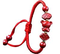 Topcrystal Bracciale Feng Shui Bracciale Stringa Rossa Bracciale Zodiaco Cinese Animali Bracciale Cristallo Cinabro Pietra Talismano Buona Fortuna Bracciale Regolabile Donne Uomini,Mouse