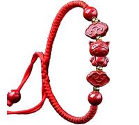 Topcrystal Bracciale Feng Shui Bracciale Stringa Rossa Bracciale Zodiaco Cinese Animali Bracciale Cristallo Cinabro Pietra Talismano Buona Fortuna Bracciale Regolabile Donne Uomini,Horse