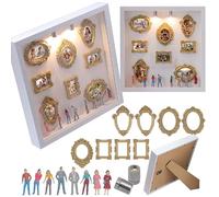 TOPCZY DIY Mini Museum Silhouette Box,Cornici Piccole Museo with 8 Gold Mini Frames & Figurines per Matrimoni,Anniversari,Decorazioni per la Casa e L'Ufficio