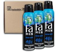 TopDealMile - Confezione di scorte - per deodorante FA Men & spray per il corpo, deodorante spray Kick Off, 3 x 150 ml