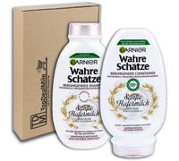 TopDealMile, confezione scorta per Garnier True Treasures, shampoo + balsamo, latte d'avena, per capelli sensibili e cuoio capelluto sensibile, 250 + 200 ml